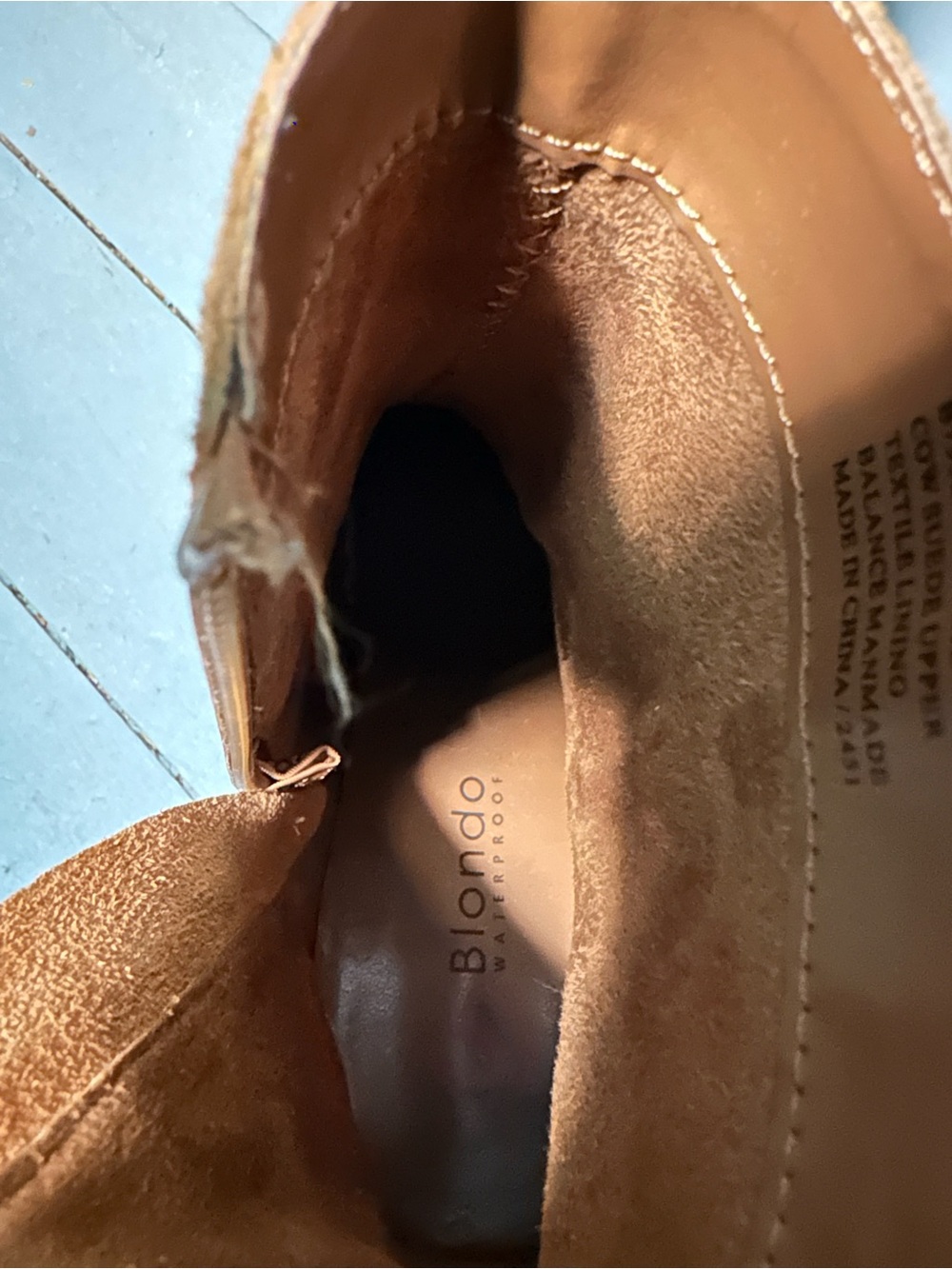 Blondo Tan Suede Ankle Booties with Block Heel Waterproof Leather - Picture 10 of 11